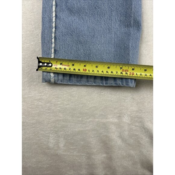 Zara Jeans Size 4 High Rise Tweed Trim Flower Button Crop Wide Leg Light Wash - Picture 8 of 10